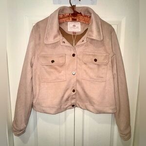 1 Sunset Lane Pink Blush Faux Suede Jacket – Size Large – NWT